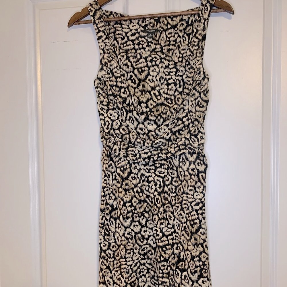 Ann Taylor Black Ruched Waist Beige/Black Sheath Dress Sz 4